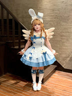 Blue Polka Dot Ruffled Sweet Lolita Jumper Skirt - Sweetheart Dream | CoyBunny