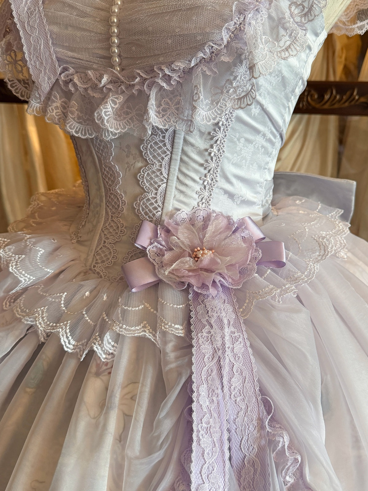 Sweet Mint Purple Lolita JSK Dress Lace Ruffle Floral Print Princess Jumper Skirt