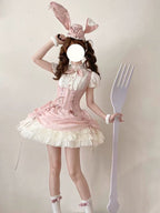 Sweet Pink Rabbit Lolita JSK Dress & Blouse Set with Bowknot