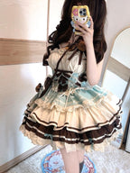 Sweet Chocolate Bear Lolita JSK Dress Full Set with Plush Bag