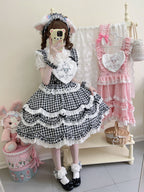 Black Gingham Sweet Lolita JSK Dress & Matching Accessory Set