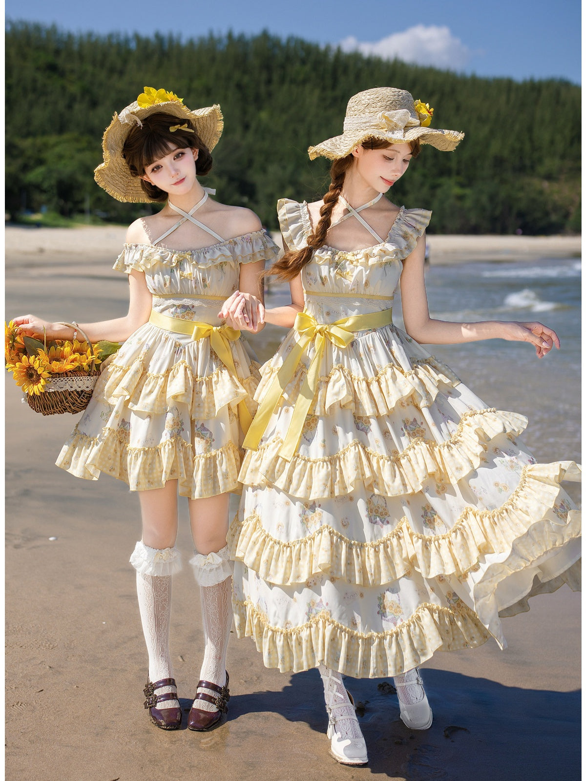 Long Print Halter Neck Lolita JSK with Detachable Padding