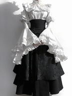 Gothic Black Widow Lolita Dress Set with Hime Sleeve Blouse & SK