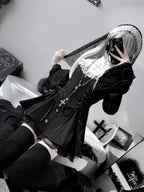 Black & White Gothic Lolita Nun Dress Set - Jirai Kei Subculture