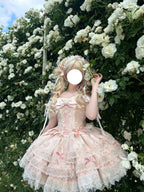 Pink Sweet Lolita Princess Dress - Ruffle Lace Layered Cake Skirt