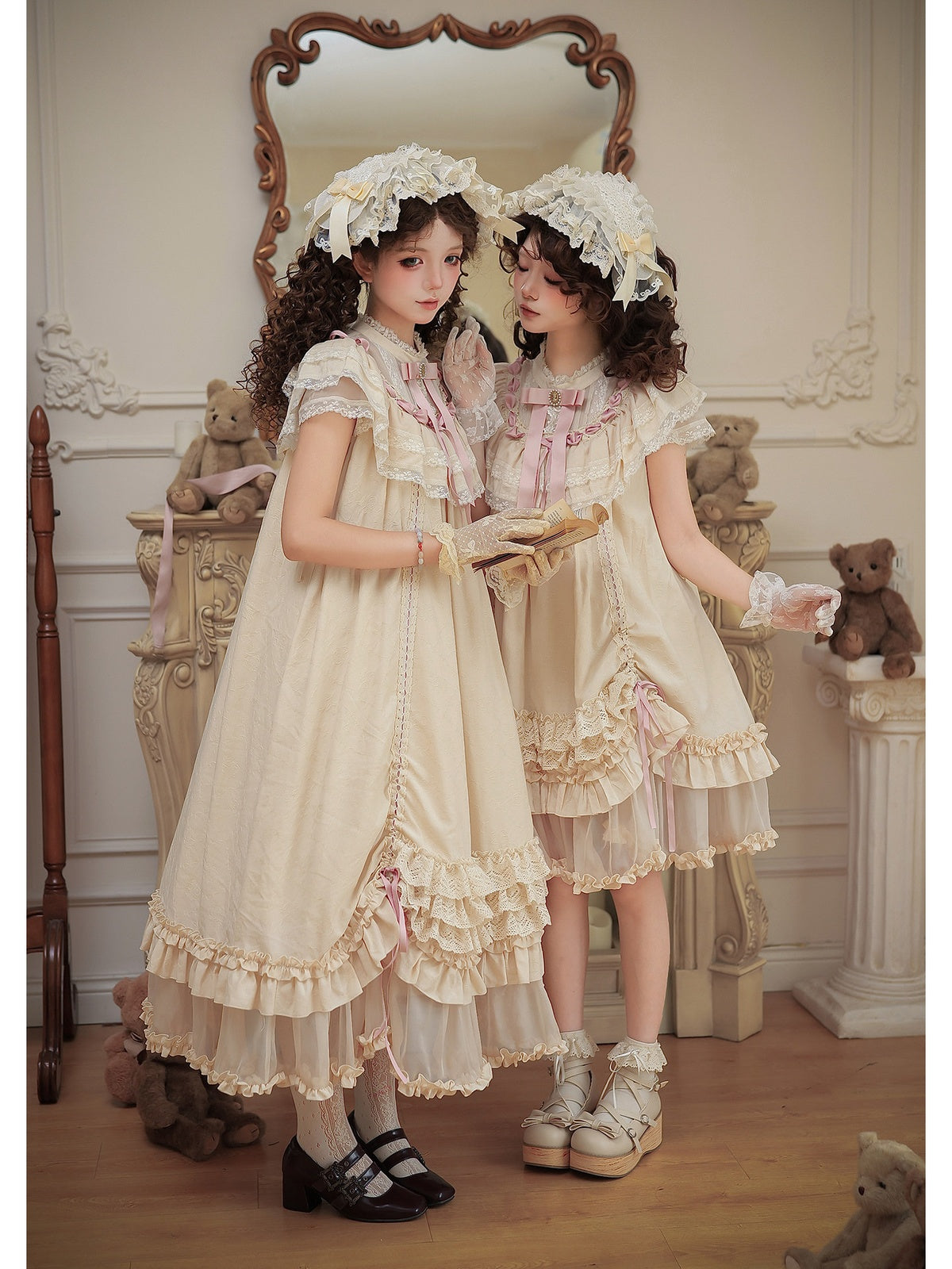 Long Doll Lolita OP Set with Adjustable Drawstring Hem