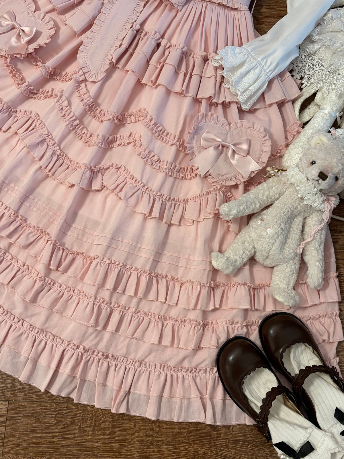 Pink Classical Lolita JSK Dress with Headband | Winter Gown