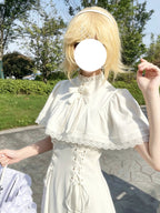 Elegant Off White Vintage Lace Lolita Dress Short Sleeve Midi JSK Set