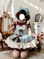 Mint Chocolate Sweet Lolita JSK Dress Set with Knit Blouse