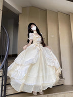 Elegant Cream Lolita Wedding OP Dress: 18th Birthday Ball Gown