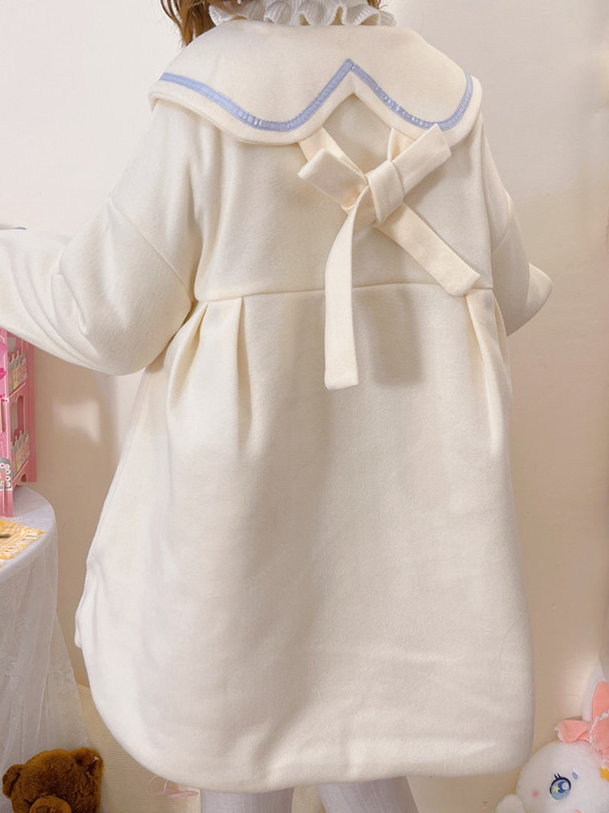 Plus Size Sweet Lolita Wool Coat: Cute Bunny Bow Winter Outerwear