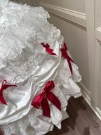 White & Red Doll JSK Lolita Dress with Back Bow & Headband