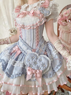 Sweet Ribbon Lolita Ballet JSK Dress - Blue & Pink Princess Gown