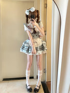 Sage Green Sweet Maid Lolita Dress Set with Blouse & Vest 3-Piece
