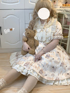 Plus Size Sweet Lolita OP Dress: Slimming Frilly Kawaii Print Dress