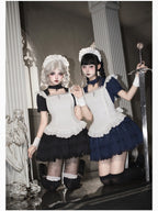 Black Vintage Sweet Lolita Ultra Short OP Set with Apron