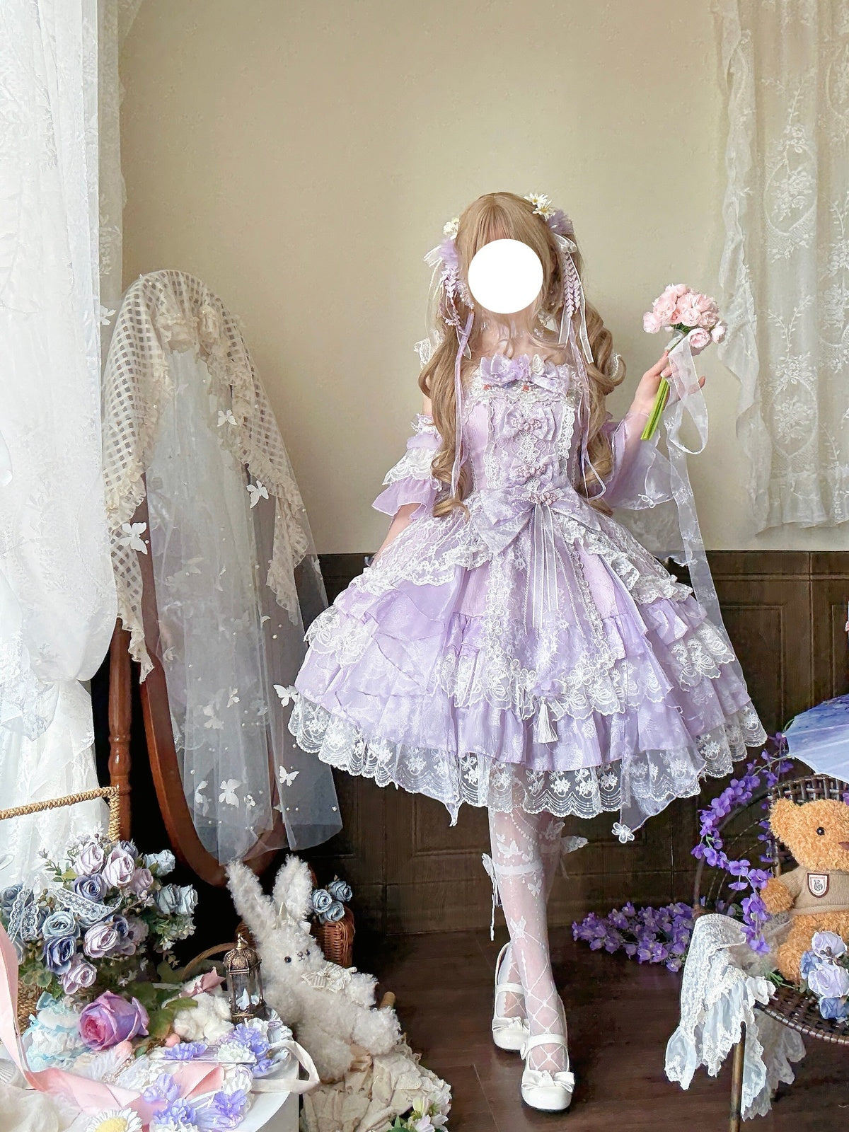 Purple Qi Lolita JSK Dress Set | Chinese Style Princess Jumper Skirt