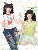 White Strawberry Print Tee - Languid Park | CoyBunny