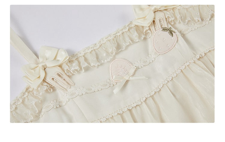 Beige Bow Accents Ruffle Trimming Sweet Lolita Layered-Look Dress | CoyBunny