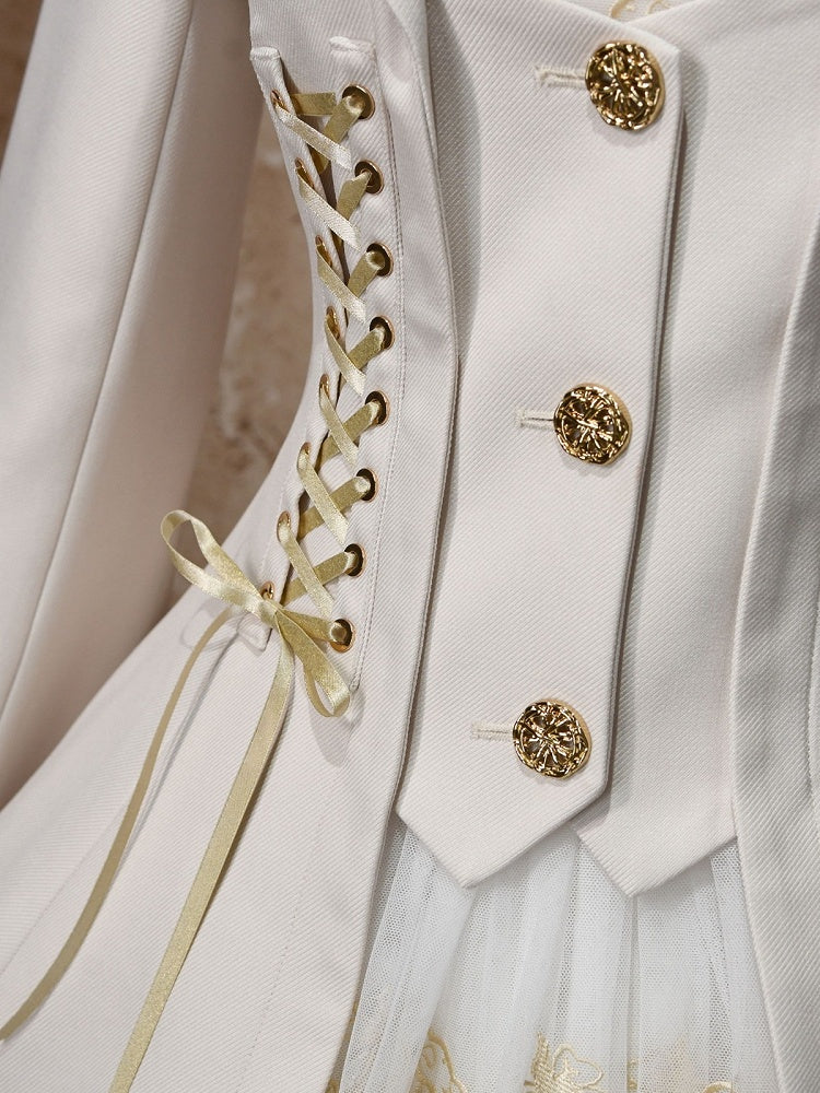 Beige Classic Blazer with Gold Buttons and Lacing | CoyBunny