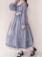 Purple Square Neck Classic Lolita Long Sleeve OP | CoyBunny