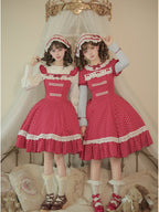 Retro Polka Dot Lolita OP Set with Headband