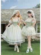 Short Dreamy Lolita JSK Set with Sleeves, Veil & Necklace