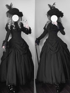 Gothic Witch Lolita Dress Set with Corset Blouse & Bustle Skirt