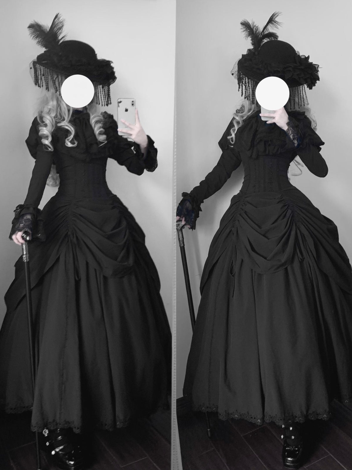 Gothic Witch Lolita Dress Set with Corset Blouse & Bustle Skirt