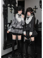 Striped Sweet Lolita Ruffle Dress Set with Slim Panel Cut