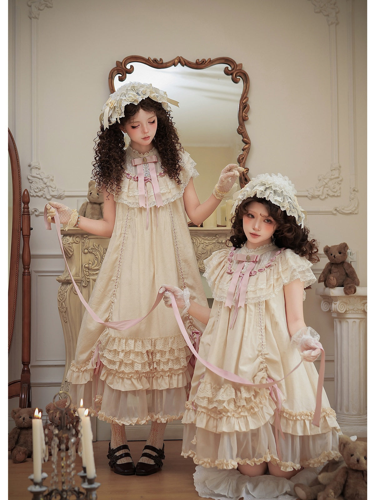 Long Doll Lolita OP Set with Adjustable Drawstring Hem