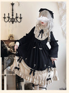 Classic Gothic Black Lolita OP Long Sleeve Dress | Plus Size