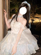 Glitter Blue & White Lolita Princess Dress Set with Free Petticoat