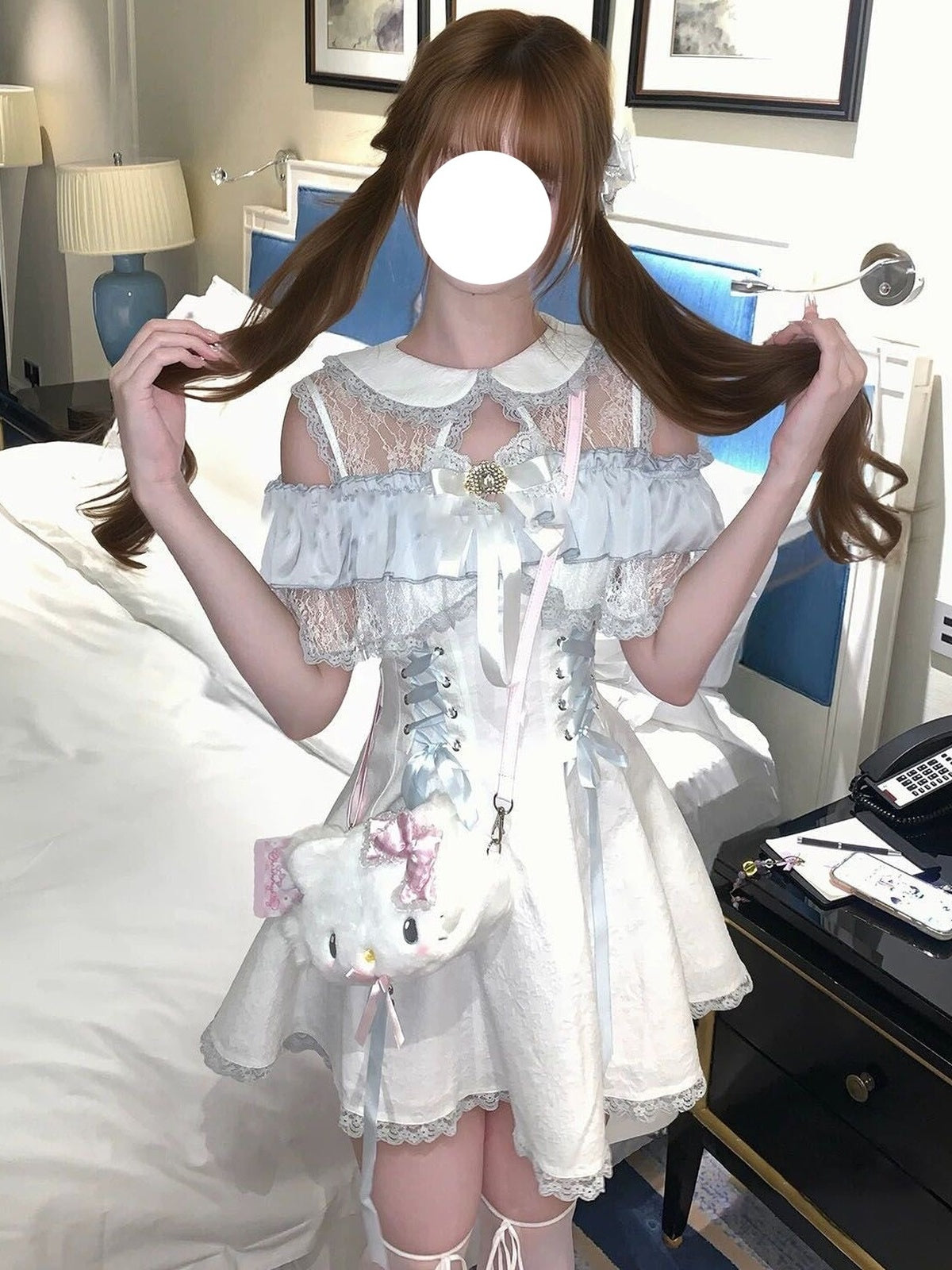 Sweet Ice Blue Lolita Dress - Cute Lace Princess A-Line Outfit