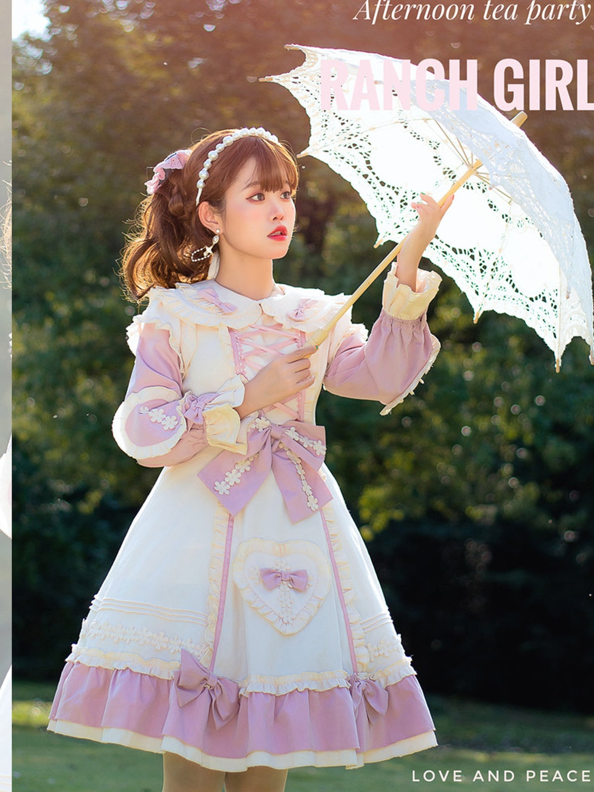 Plus Size Lolita Princess Dress - Cream & Pink Little Gardener OP