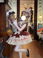 Bavarois Coffee Brown Sweet Lolita JSK Dress with Headpiece