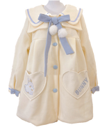 Plus Size Sweet Lolita Wool Coat: Cute Bunny Bow Winter Outerwear