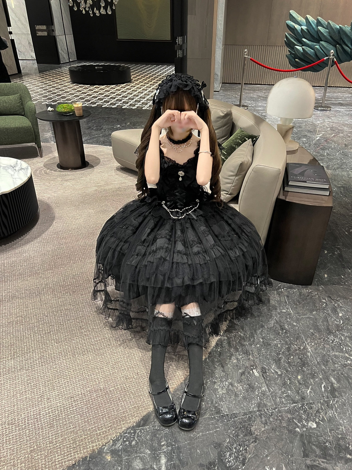 Black Gothic Lolita Wedding JSK Dress Set | Hime Princess Gown