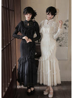 Off-White Embroidered Mermaid Cheongsam Lolita Set with Choker