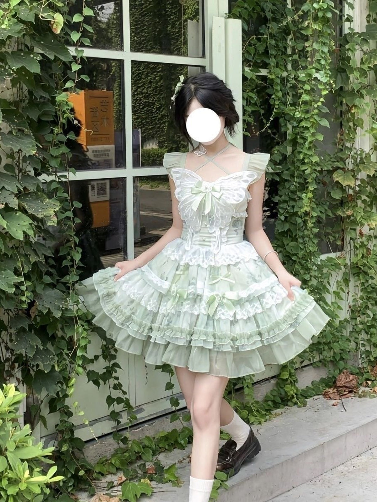 Sweet Green Lolita Princess Cupcake JSK Dress with Free Train