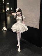 White Ballet Core Lolita JSK Dress Full Set with Free Mini Hat