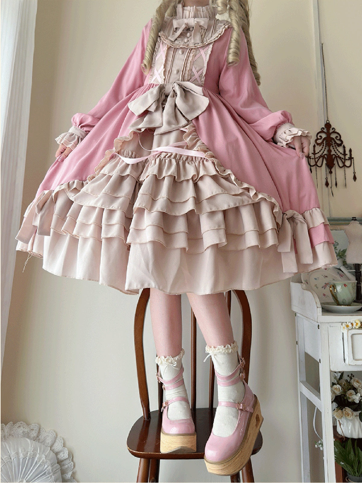 Pink Halloween Plus Size Lolita OP Dress - 2026 A/W Daily Retro Dress