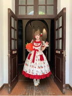 Plus Size Strawberry Print Sweet Lolita OP Dress - Large Hem Long Style