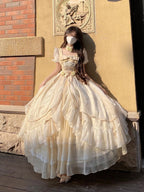 Elegant Apricot Cream Lolita Ball Gown - Princess Birthday Dress Set