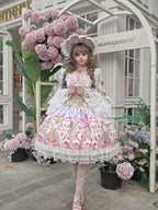 Sweet Blue Lolita OP Long Sleeve Dress & Bonnet Hat Set
