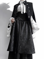 Gothic Black Widow Lolita Dress Set with Hime Sleeve Blouse & SK