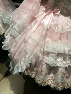 Pink Qi Lolita JSK Dress with Detachable Sleeves & Back Bow