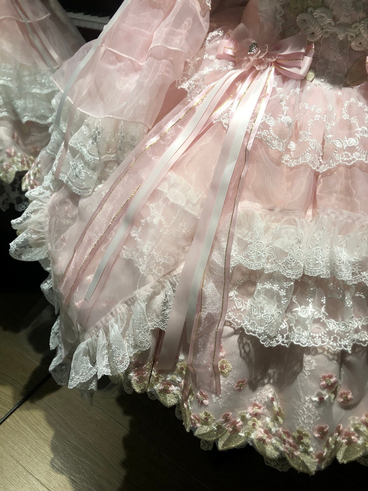Pink Qi Lolita JSK Dress with Detachable Sleeves & Back Bow