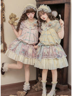 Cinnamon Pink Doll Lolita Bear Print OP Set with Bonus Accessories