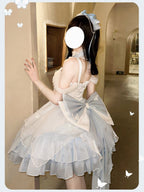 Glitter Blue & White Lolita Princess Dress Set with Free Petticoat